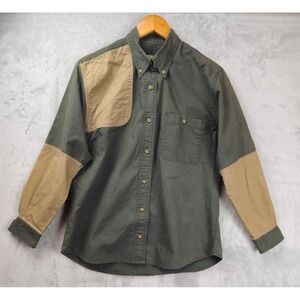 Cabelas Womens Shooting Shirt Medium Green Twill Button Down Hunting Sports